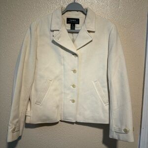 Ralph Lauren Peacoat Cropped‎ Size 10 Cream Wool Angora Rabbit Hair